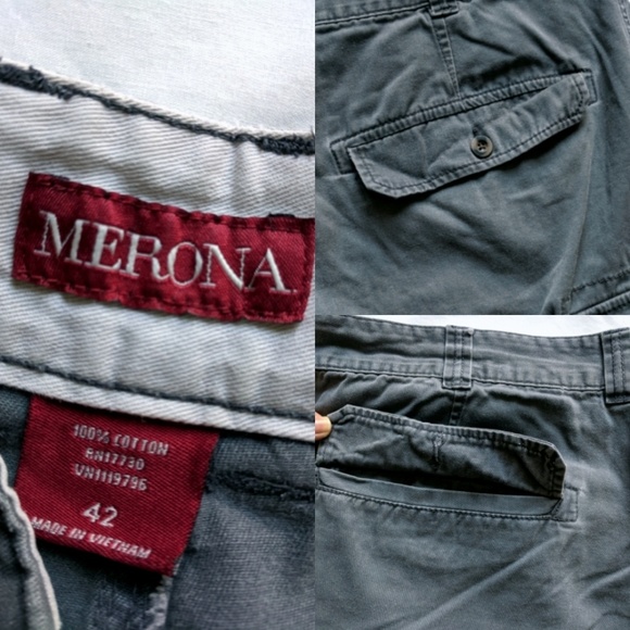Merona Classic Twill Charcoal Cargo Shorts 42 - Picture 6 of 6